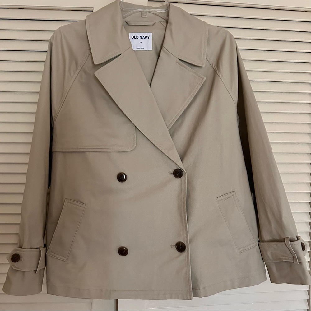 Old Navy Women's Short Double-Breasted Trench Coat Jacket Size XS